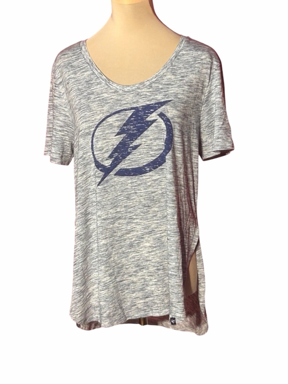 ’47 Tampa Bay Lightning Grey Heather Scoop Neck Tee Size Large